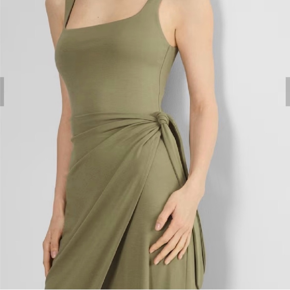 Aritzia Wilfred Olive Green Wrap Dress - Picture 3 of 7